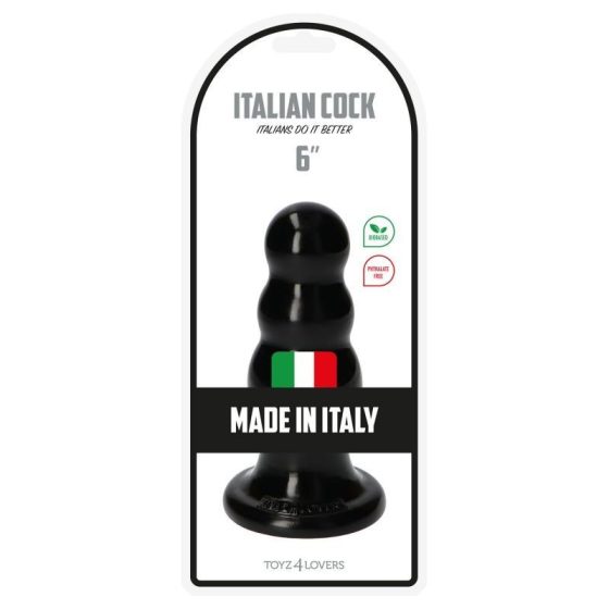 Italian Cock gömbös dildó (6" - fekete)
