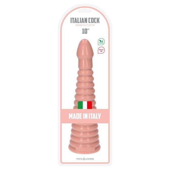 Italian Cock redőzött, kúpos dildó (10" - világos bőrszín)