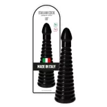   Italian Cock – redőzött, kúpos dildó (10", fekete)