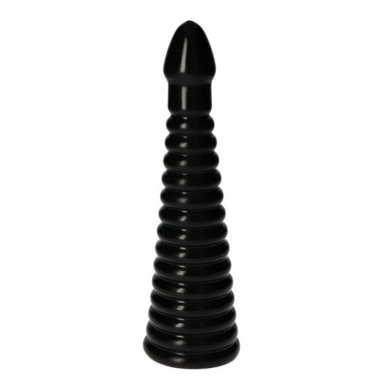 Italian Cock redőzött, kúpos dildó (10" - fekete)