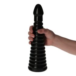 Italian Cock redőzött, kúpos dildó (10" - fekete)