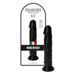 Italian Cock tapadótalpas dildó (6,5" - fekete)