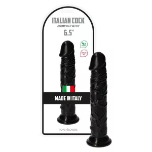Italian Cock – tapadótalpas dildó (6,5", fekete)