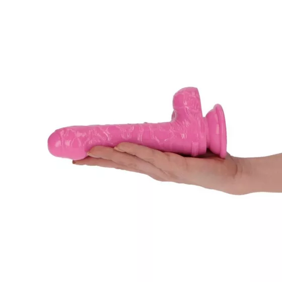 Italian Cock – tapadókorongos dildó herékkel (6", rózsaszín)