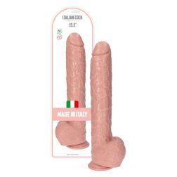   Italian Cock tapadókorongos óriás dildó, herékkel (15,5" - világos bőrszín)