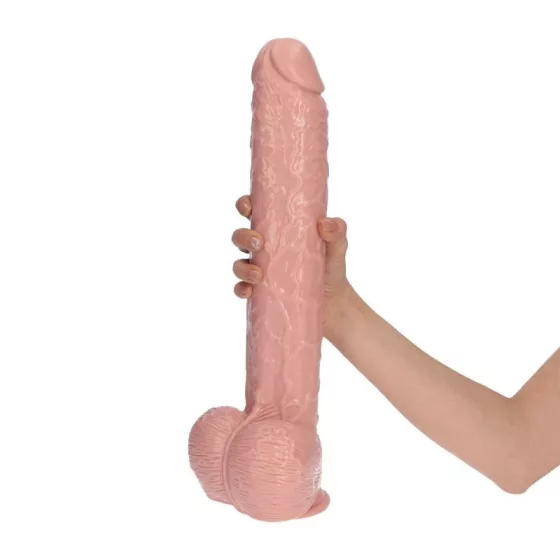 Italian Cock – tapadókorongos óriás dildó herékkel (15,5", világos bőrszín)