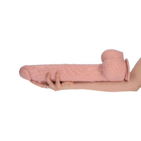 Italian Cock tapadókorongos óriás dildó, herékkel (15,5" - világos bőrszín)