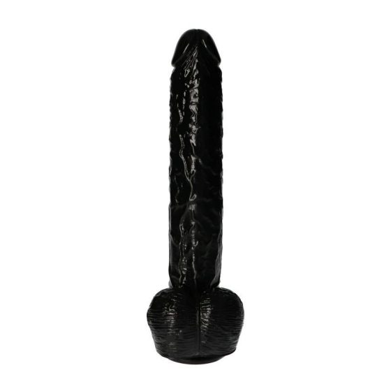 Italian Cock tapadókorongos óriás dildó, herékkel (15,5" - fekete bőrszín)