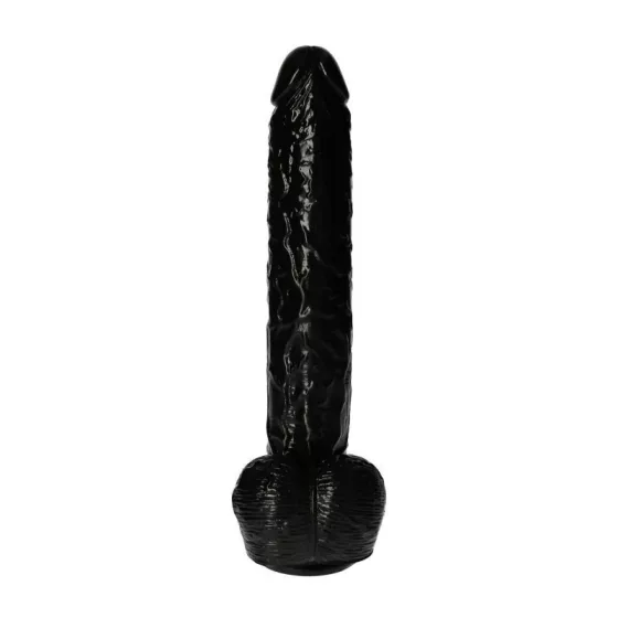 Italian Cock – tapadókorongos óriás dildó herékkel (15,5", fekete bőrszín)