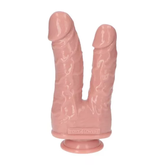 Italian Cock – tapadótalpas dupla dildó (7,5", világos bőrszín)