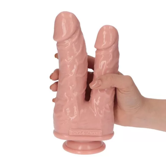 Italian Cock – tapadótalpas dupla dildó (7,5", világos bőrszín)