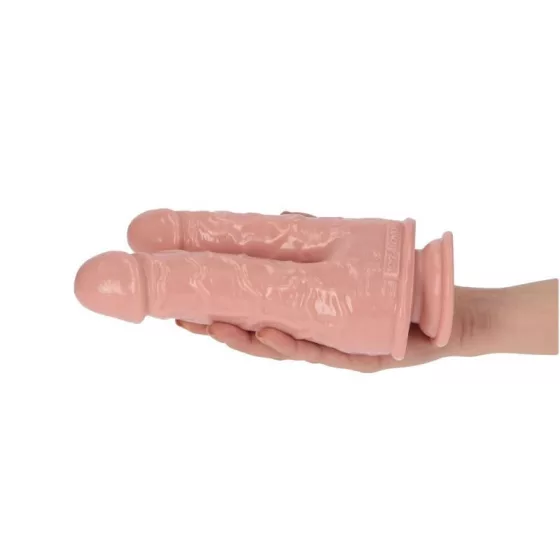 Italian Cock – tapadótalpas dupla dildó (7,5", világos bőrszín)