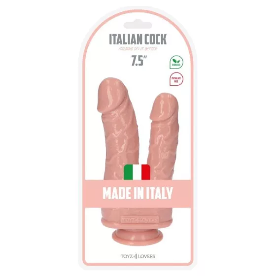 Italian Cock – tapadótalpas dupla dildó (7,5", világos bőrszín)
