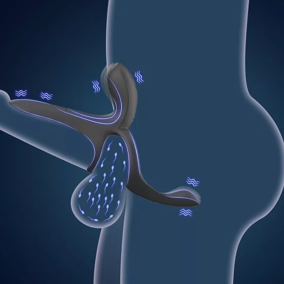 Erospace – Mens Play B11 párvibrátor pénisz és heregyűrűvel, gátstimulációval