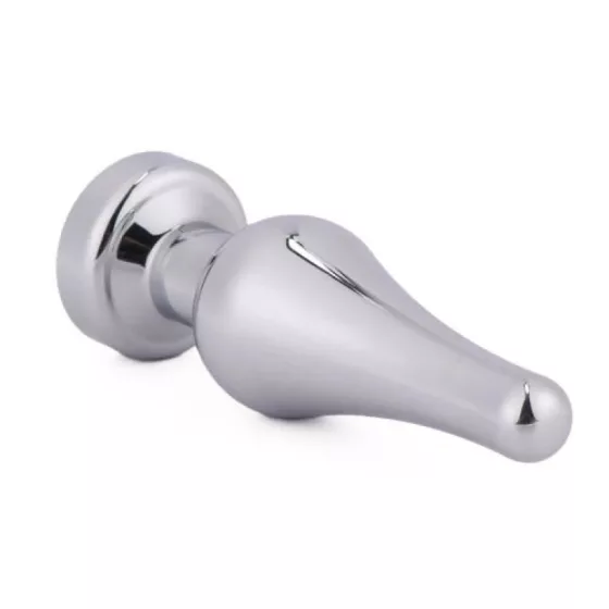Toyz4Lovers – Hosszúkás fém anál dildó, piros kristállyal (ezüst)