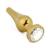   Toyz4Lovers – Hosszúkás fém anál dildó, áttetsző kristállyal (arany)