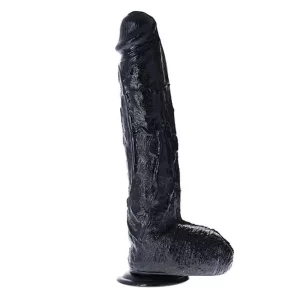 Toyz4Lovers – Augustus tapadókorongos óriás dildó herékkel (44 cm, fekete)