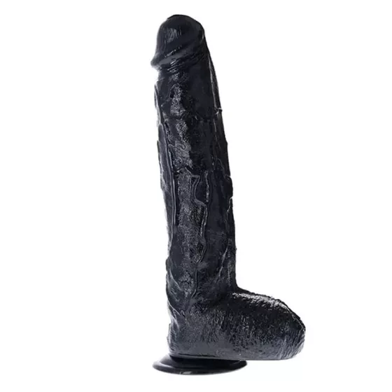 Toyz4Lovers – Augustus tapadókorongos óriás dildó herékkel (44 cm, fekete)