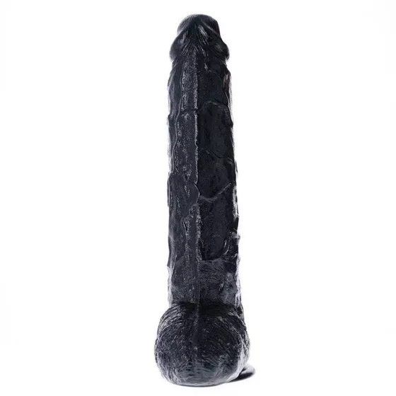 Toyz4Lovers – Augustus tapadókorongos óriás dildó herékkel (44 cm, fekete)