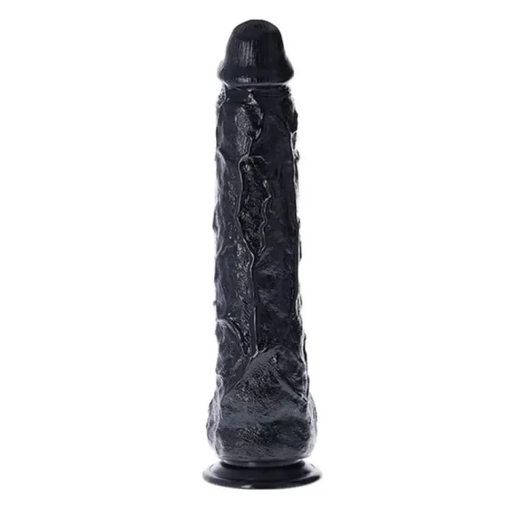 Toyz4Lovers – Augustus tapadókorongos óriás dildó herékkel (44 cm, fekete)