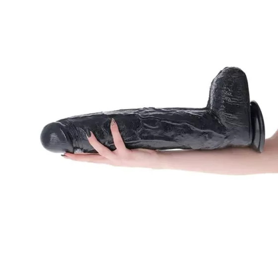Toyz4Lovers – Augustus tapadókorongos óriás dildó herékkel (44 cm, fekete)
