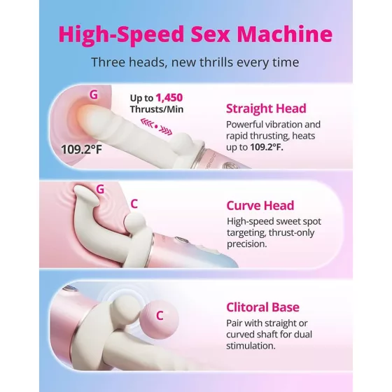 Lovense – Spinel lökő-rezgő okos szexgép, 3 feltéttel (APP-os)