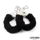   LateToBed – fém csuklóbilincs fekete plüsshuzattal "B" kategória