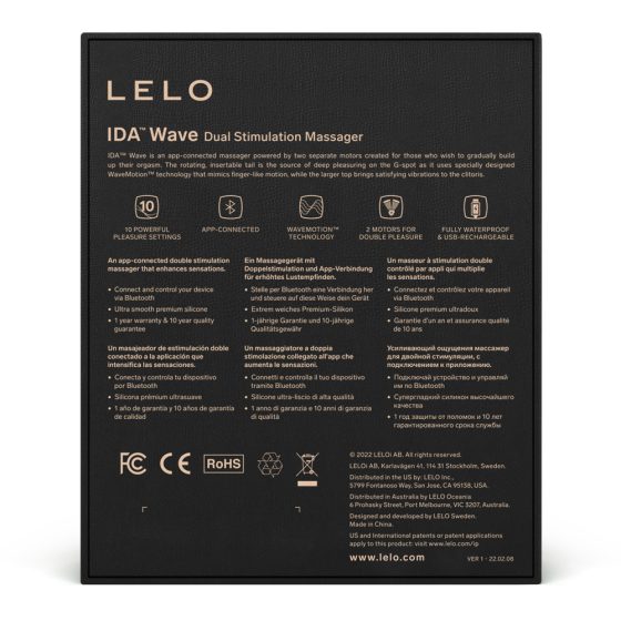 Lelo Ida Wave kétmotoros vibrátor, rotáló szárral (fekete) (APP-os)