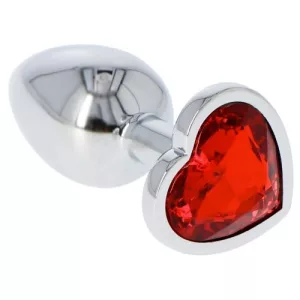 Toyz4Lovers – Fém anál dildó szív formájú, piros kristállyal (S méret)