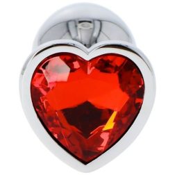   Fém anál dildó szív formájú, piros kristállyal (S méret)