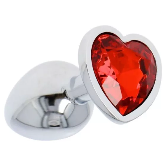 Toyz4Lovers – Fém anál dildó szív formájú, piros kristállyal (S méret)