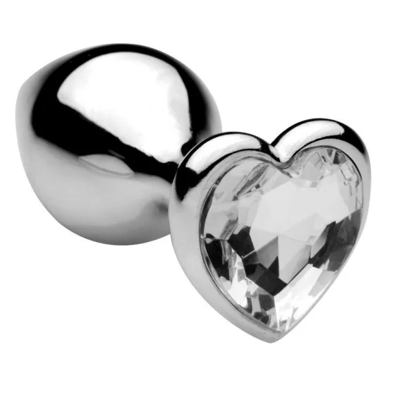 Toyz4Lovers – Fém anál dildó szív formájú, áttetsző kristállyal (L méret)