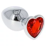   Toyz4Lovers – Fém anál dildó szív formájú, piros kristállyal (L méret)