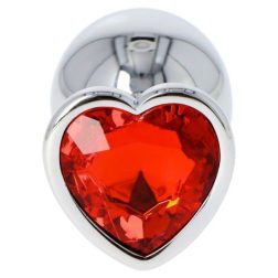   Fém anál dildó szív formájú, piros kristállyal (L méret)