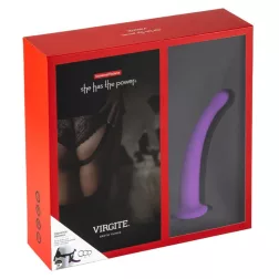   Virgite – Univerzális fekete hám lila dildóval (M méret)