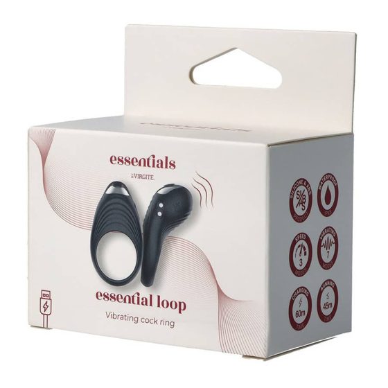 Virgite Essentials akkumulátoros vibrációs péniszgyűrű (fekete)