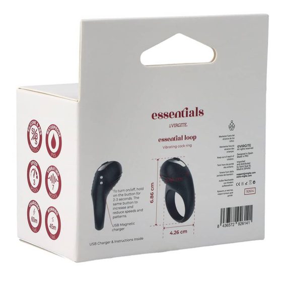 Virgite Essentials akkumulátoros vibrációs péniszgyűrű (fekete)