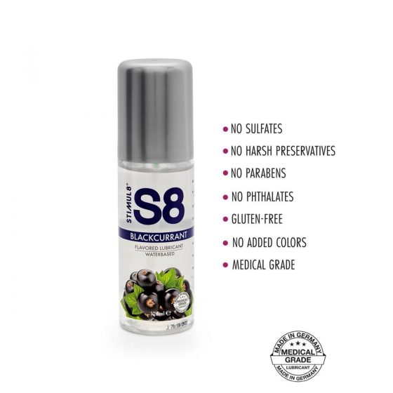 S8 vízbázisú síkosító, feketeribizli aromával (125 ml)