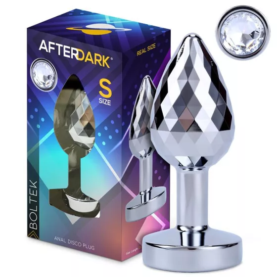 AfterDark – Boltek Disco fém fenékdugó áttetsző kristállyal (S méret).