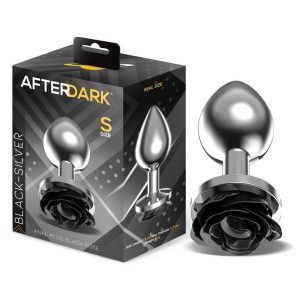 AfterDark fém fenékdugó ezüst színben, talpán fekete rózsával