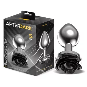AfterDark – fém fenékdugó ezüst színben, talpán fekete rózsával