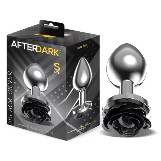 AfterDark – fém fenékdugó ezüst színben, talpán fekete rózsával