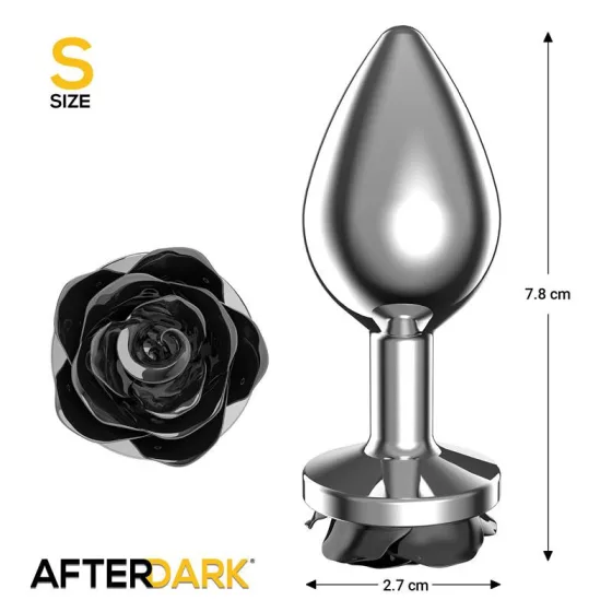 AfterDark – fém fenékdugó ezüst színben, talpán fekete rózsával