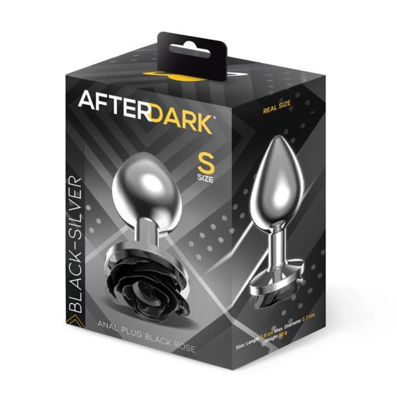 AfterDark fém fenékdugó ezüst színben, talpán fekete rózsával