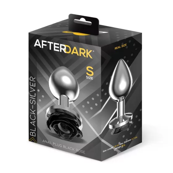AfterDark – fém fenékdugó ezüst színben, talpán fekete rózsával