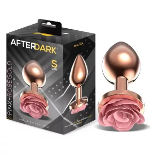 AfterDark – fém fenékdugó réz színben, talpán rózsaszín rózsával