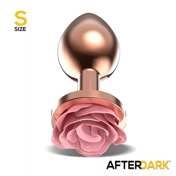 AfterDark – fém fenékdugó réz színben, talpán rózsaszín rózsával
