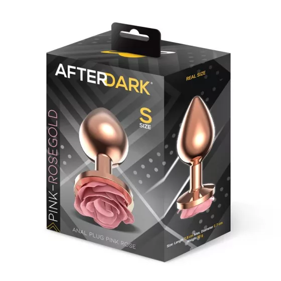 AfterDark – fém fenékdugó réz színben, talpán rózsaszín rózsával