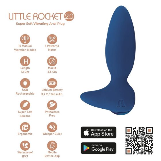 Adrien Lastic Little Rocket 2.0 - okos prosztata vibrátor (kék) (APP-os)