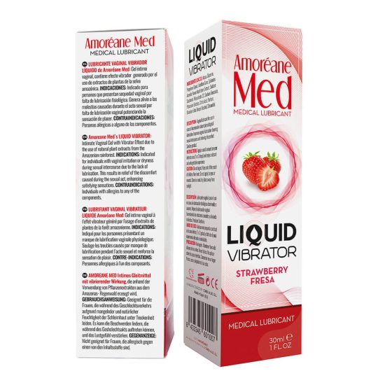 Amoréane Liquid Vibrator - csikló stimuláló gél hölgyeknek, eper illattal (30 ml)